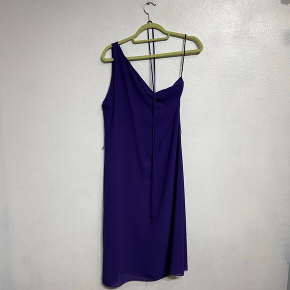 Shangri La Purple Embroidered One Shoulder Vintage Midi Dress Sz M - Picture 10 of 13